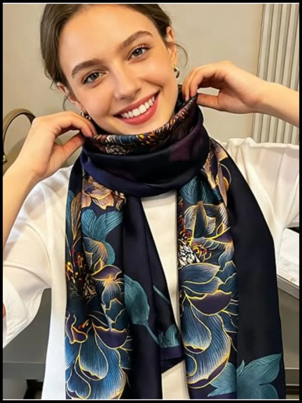 Silky Satin Scarf for Women, Lightweight Shawl Wrap, Versatile Hair Neck Scarf